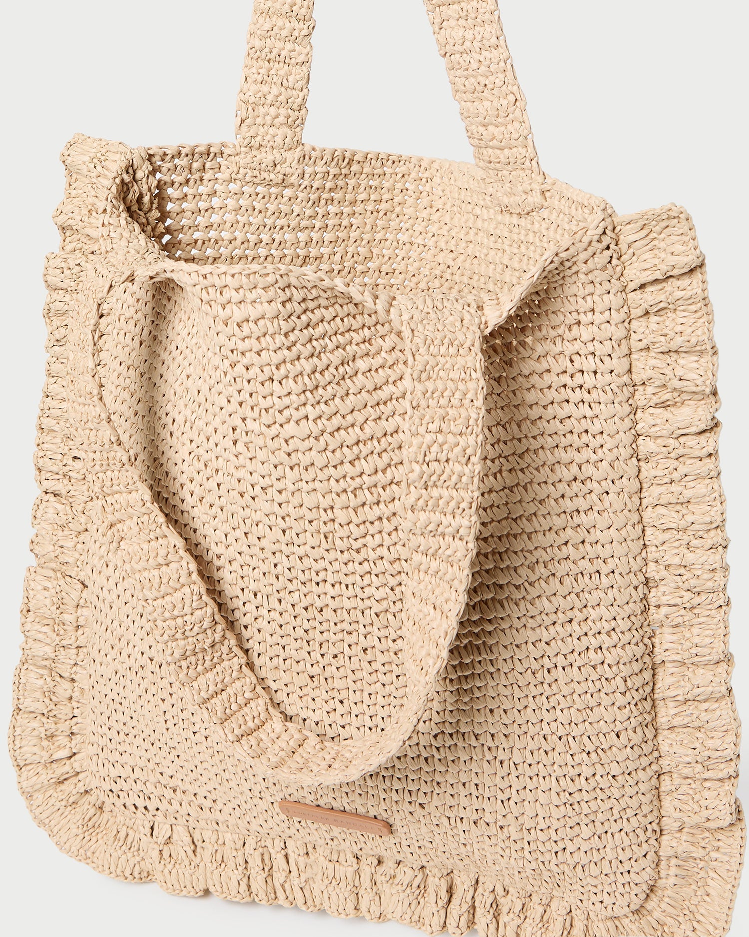 Justine Natural Crochet Ruffle Tote