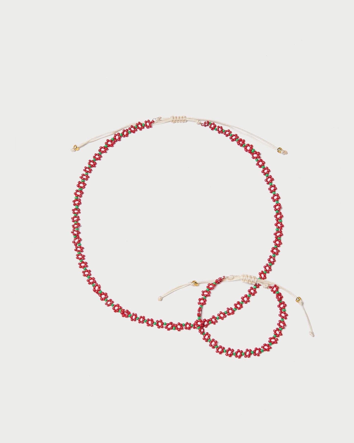 Flora Red/White Beaded Set