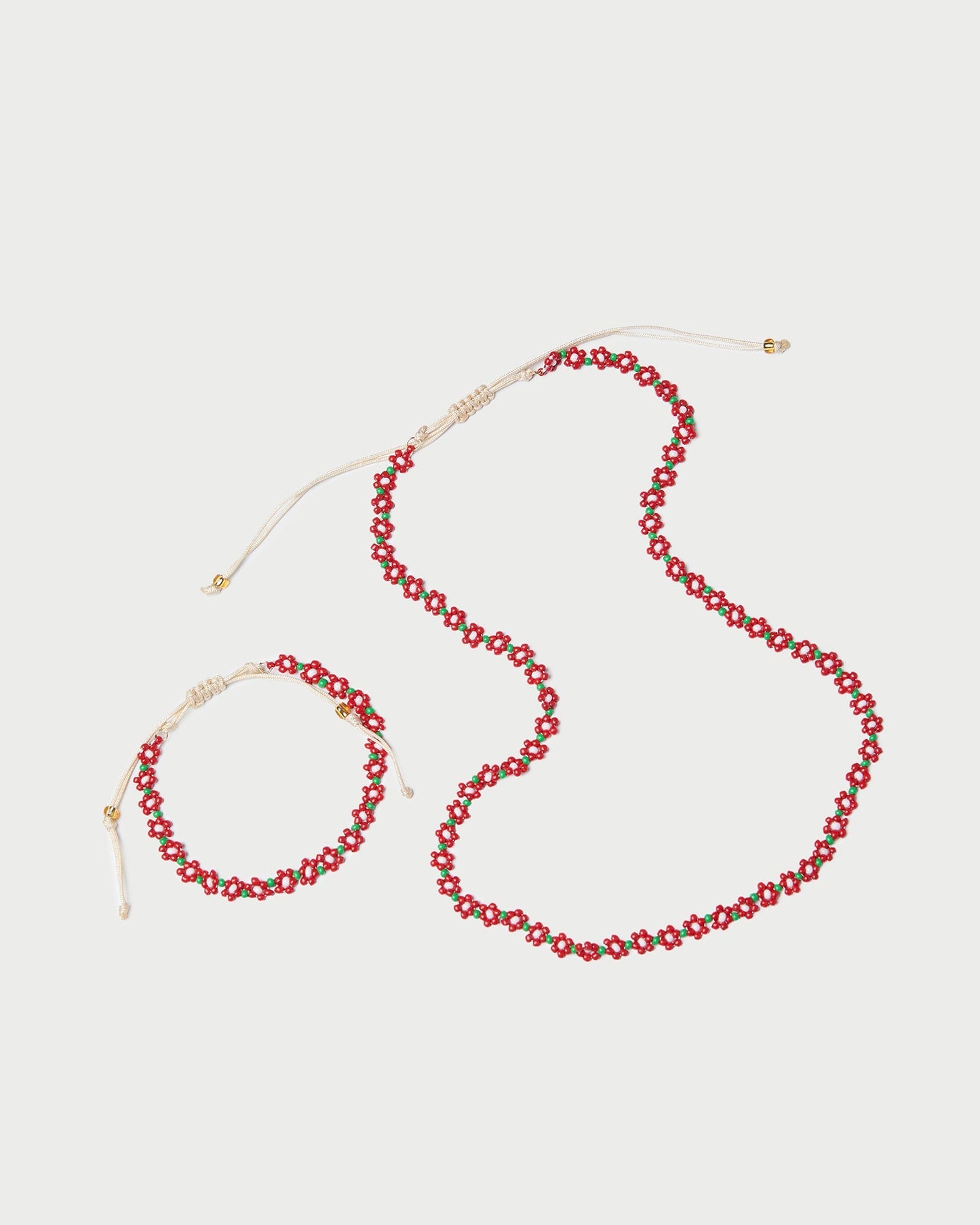Flora Red/White Beaded Set