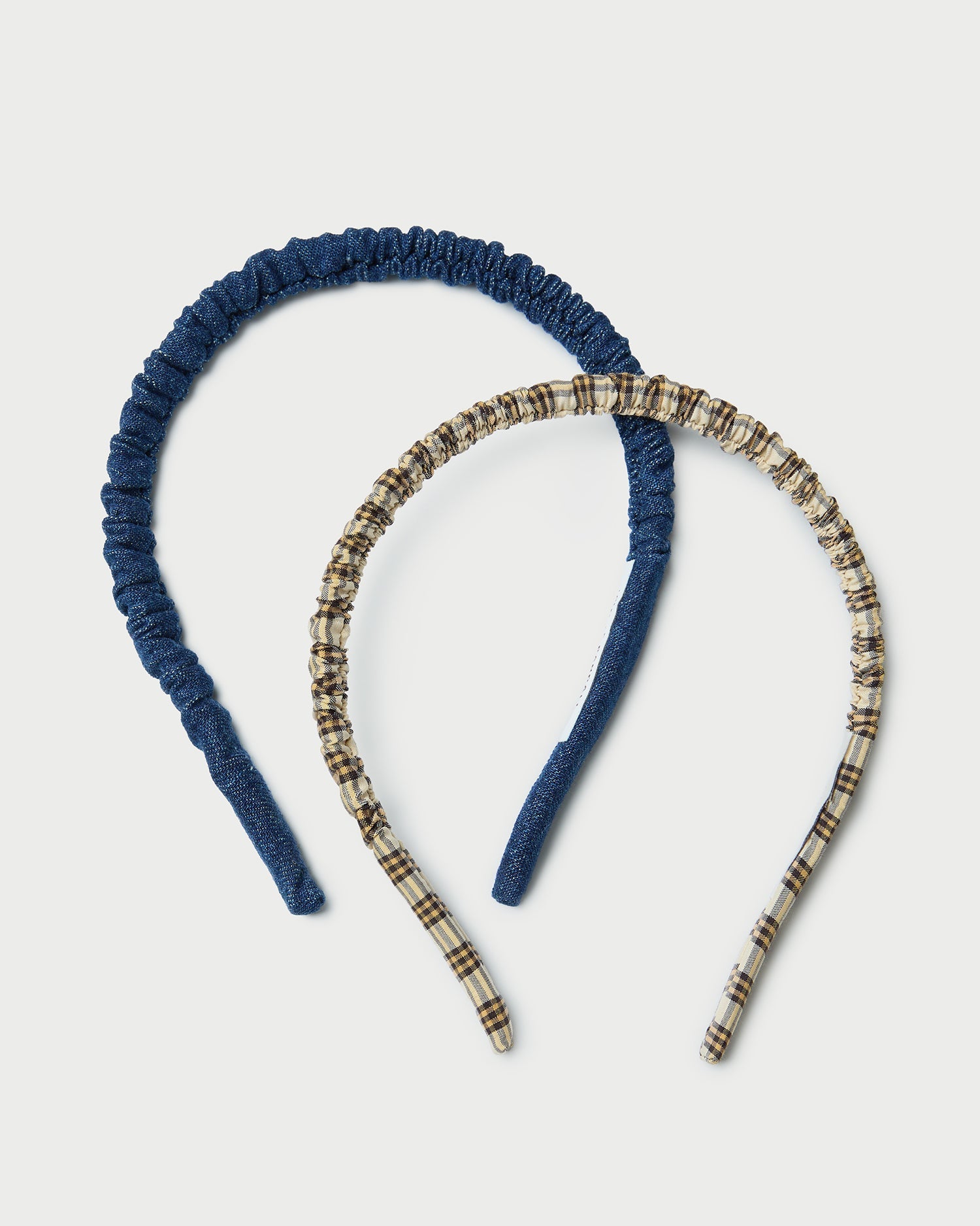 Sabine Denim/Butter Plaid Headband Set