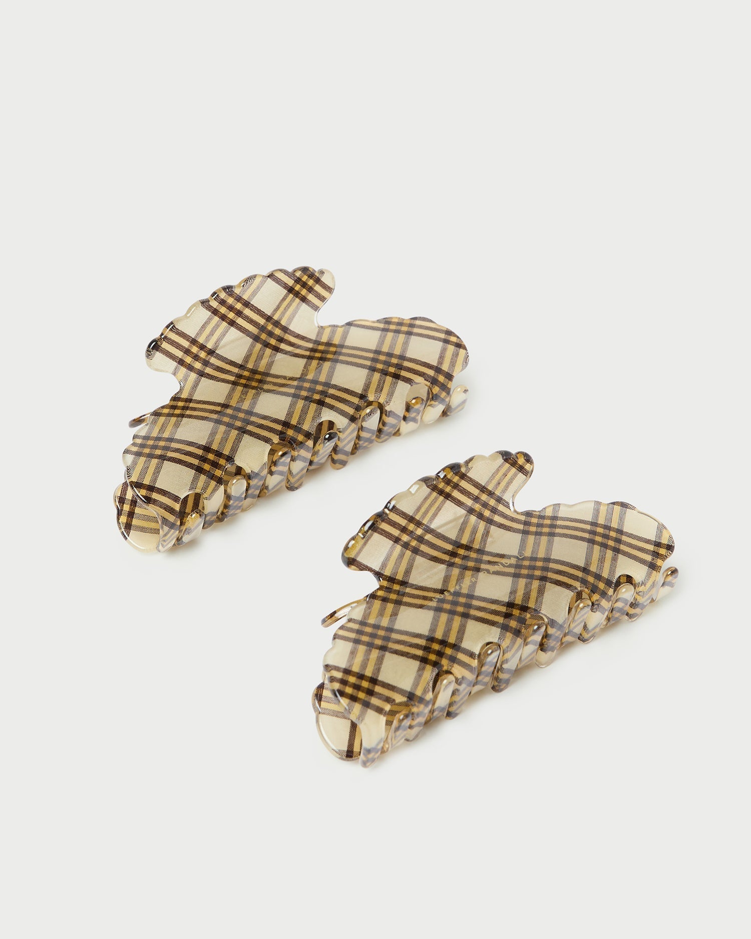 Yuri Butter Plaid Hair Clip Set