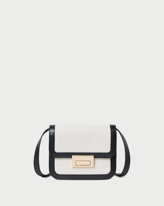 Desi Black/Natural Canvas Crossbody