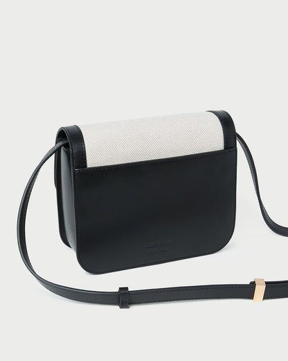 Desi Black/Natural Canvas Crossbody