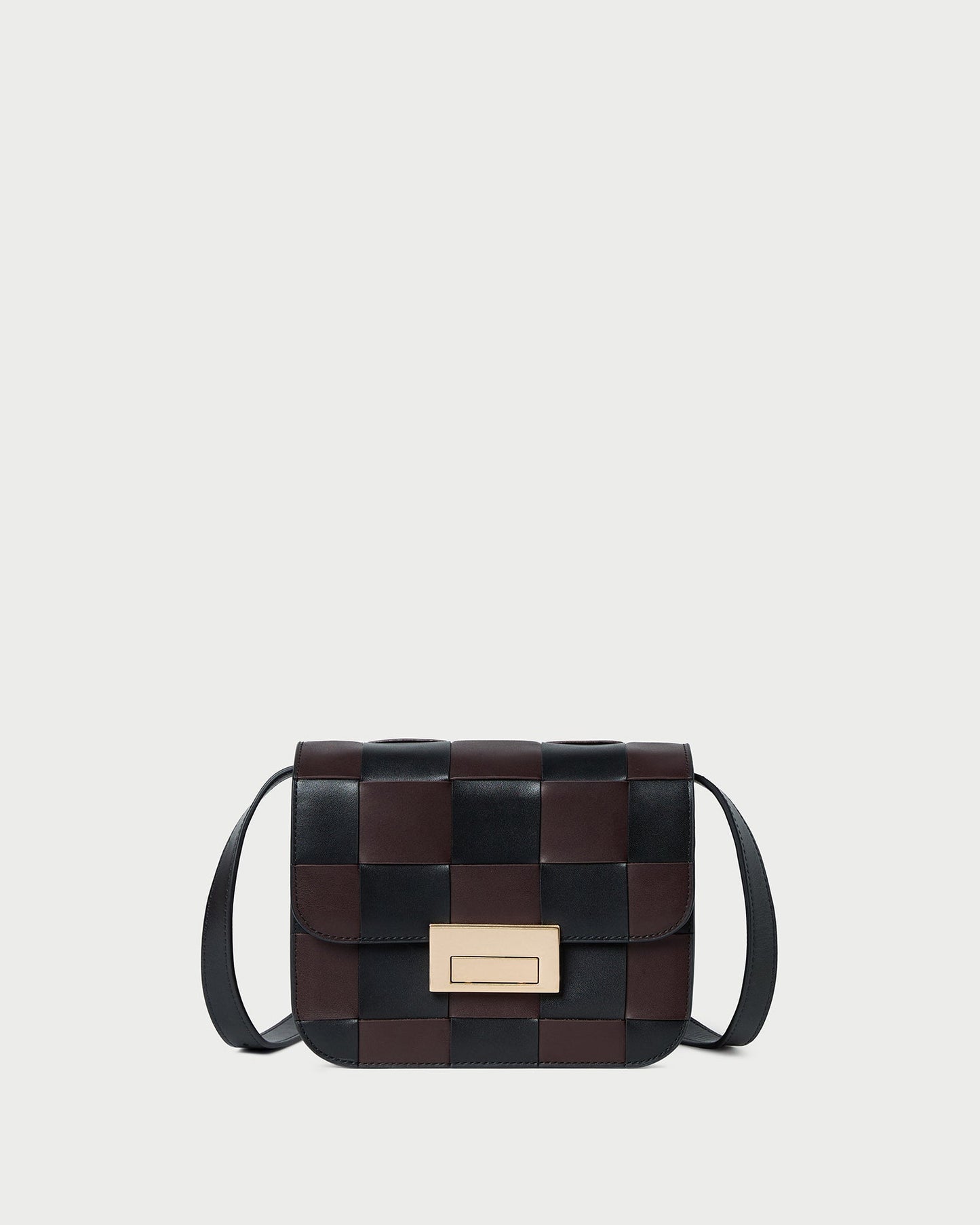Desi Black/Espresso Woven Leather Crossbody