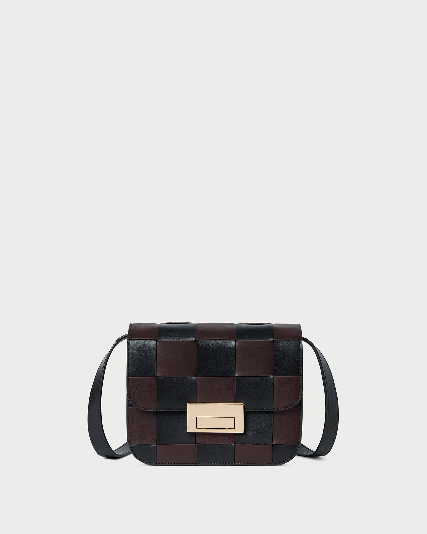 Desi Black/Espresso Woven Leather Crossbody