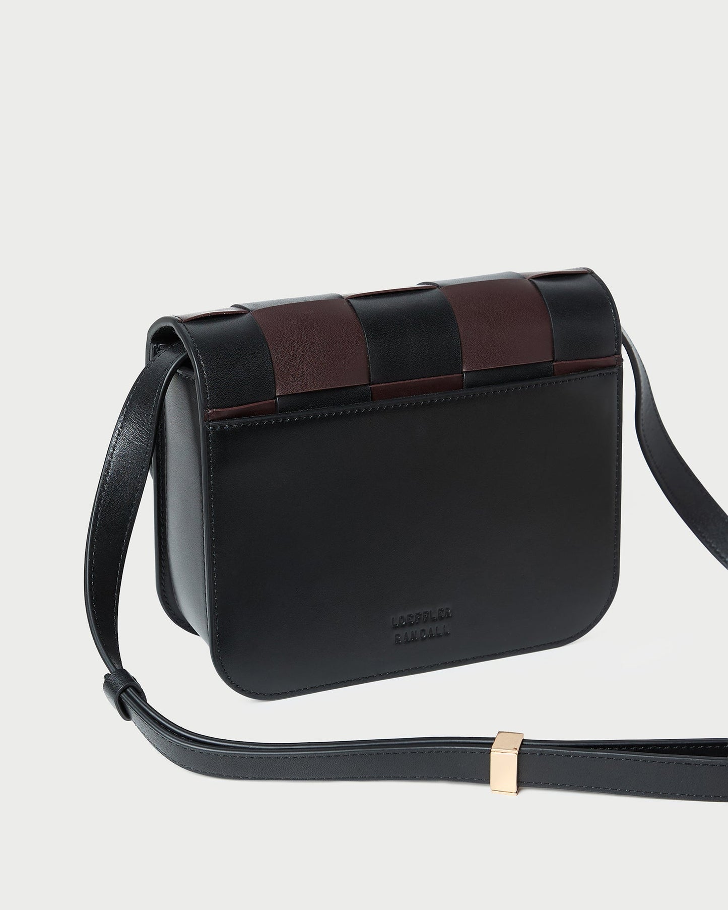Desi Black/Espresso Woven Leather Crossbody