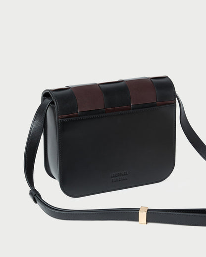 Desi Black/Espresso Woven Leather Crossbody