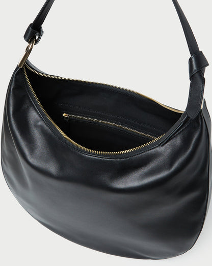 Morgan Black Leather Shoulder Bag