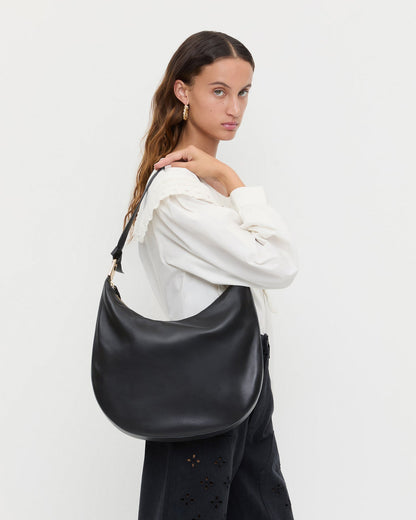Morgan Black Leather Shoulder Bag