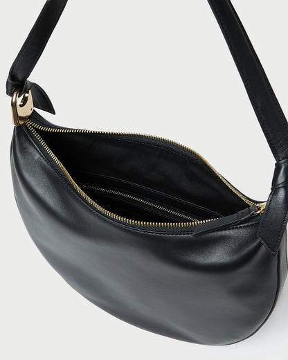 Harlow Black Leather Shoulder Bag