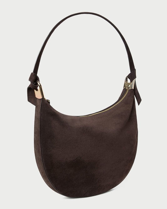 Harlow Brown Suede Shoulder Bag
