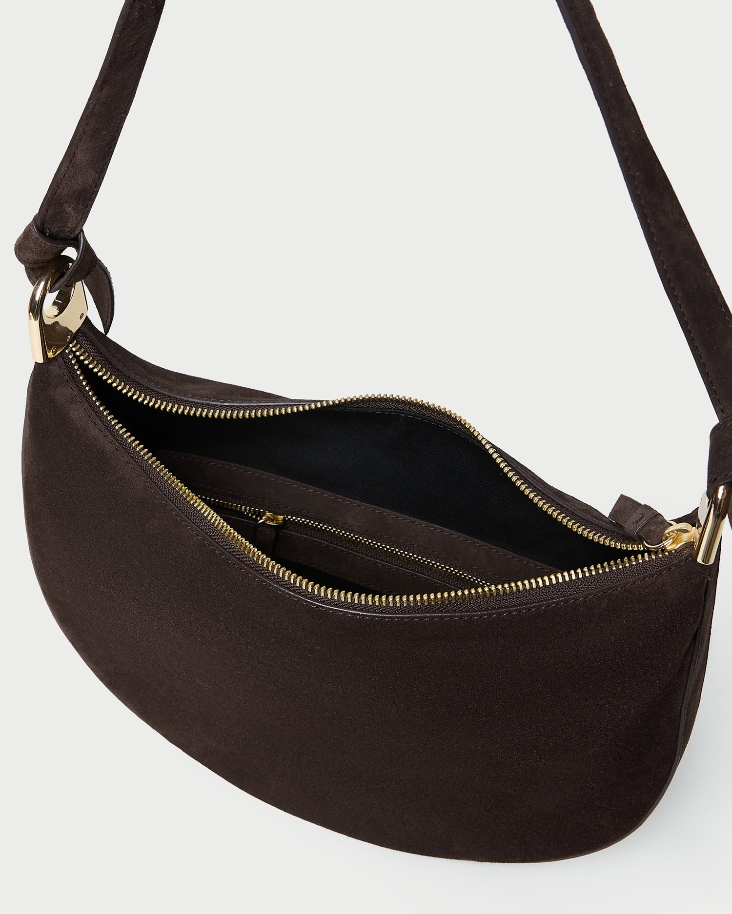 Harlow Brown Suede Shoulder Bag