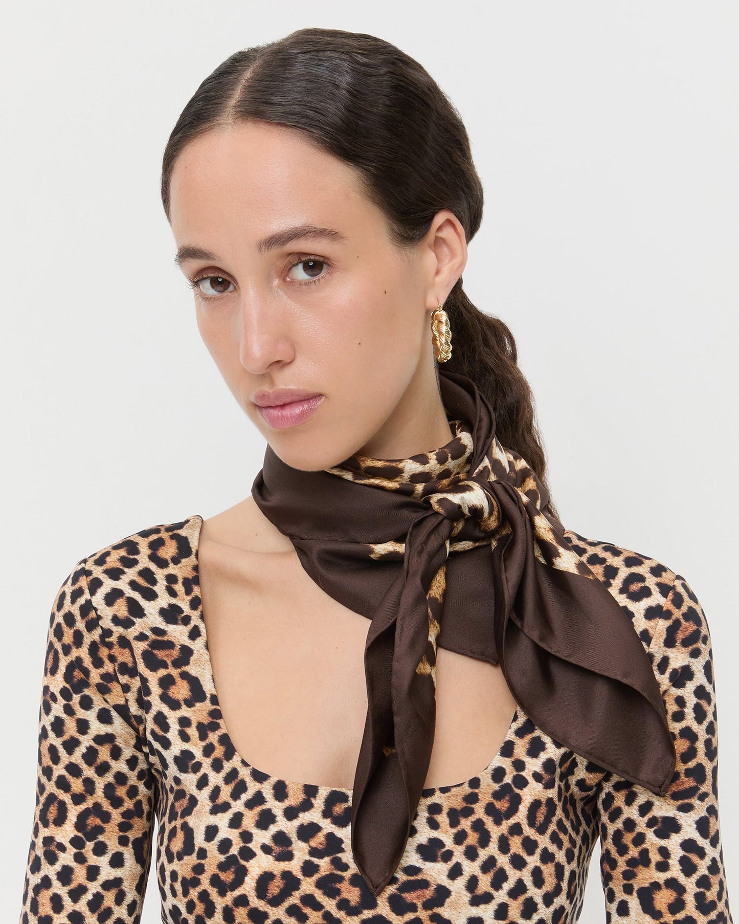 Beverly Leopard Silk Scarf
