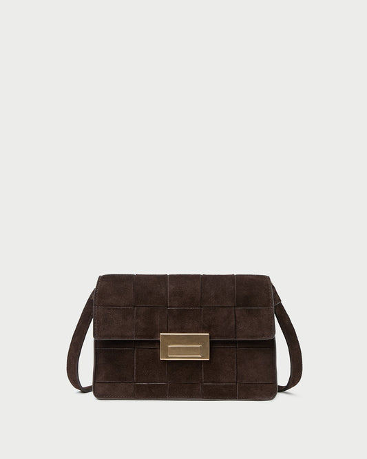 Delphine Brown Suede Shoulder Bag