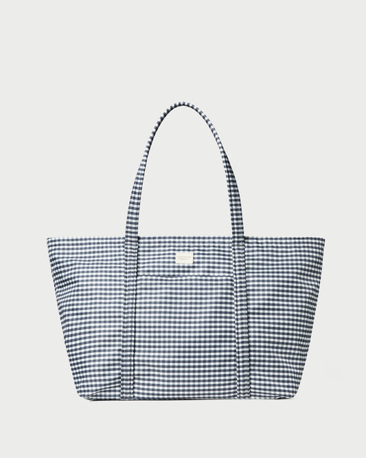 Dina Black/White Gingham Travel Tote