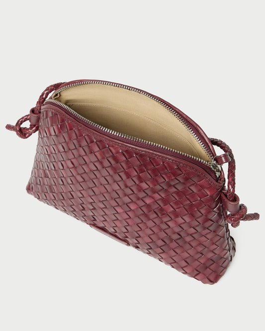 Mallory Maroon Woven Leather Crossbody