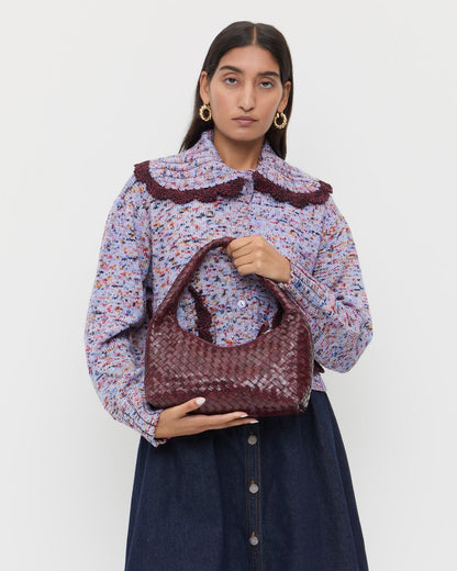 Mercer Maroon Woven Shoulder Bag