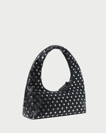 Mercer Black/Silver Leather Shoulder Bag