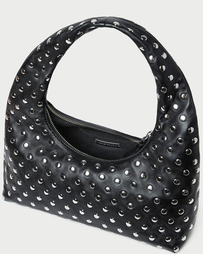 Mercer Black/Silver Leather Shoulder Bag