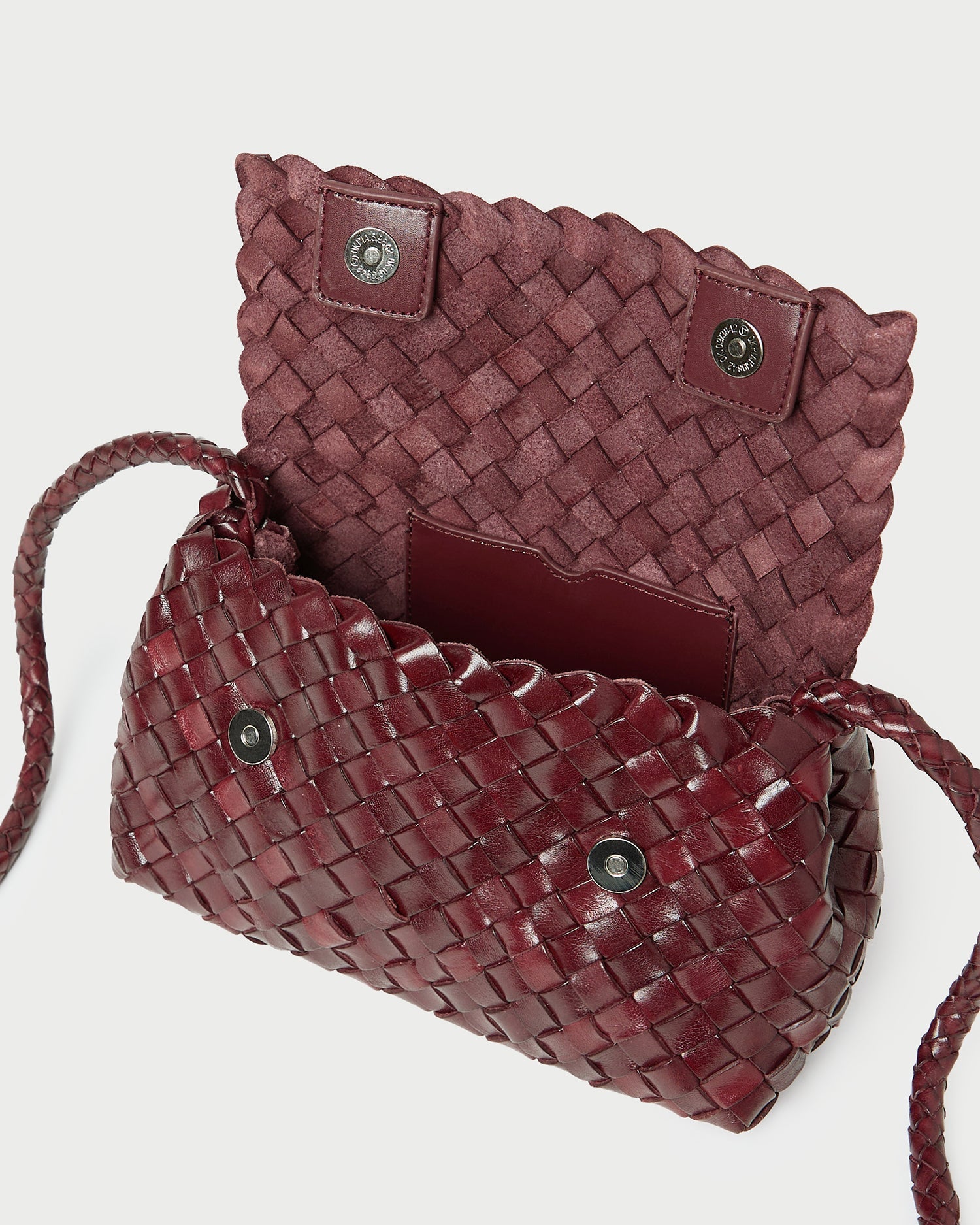 Vinnie Maroon Woven Leather Crossbody