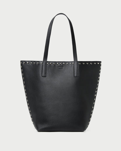 Walker Black/Silver Leather Tote