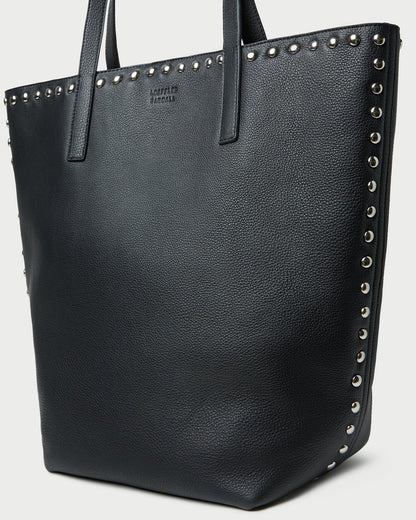 Walker Black/Silver Leather Tote