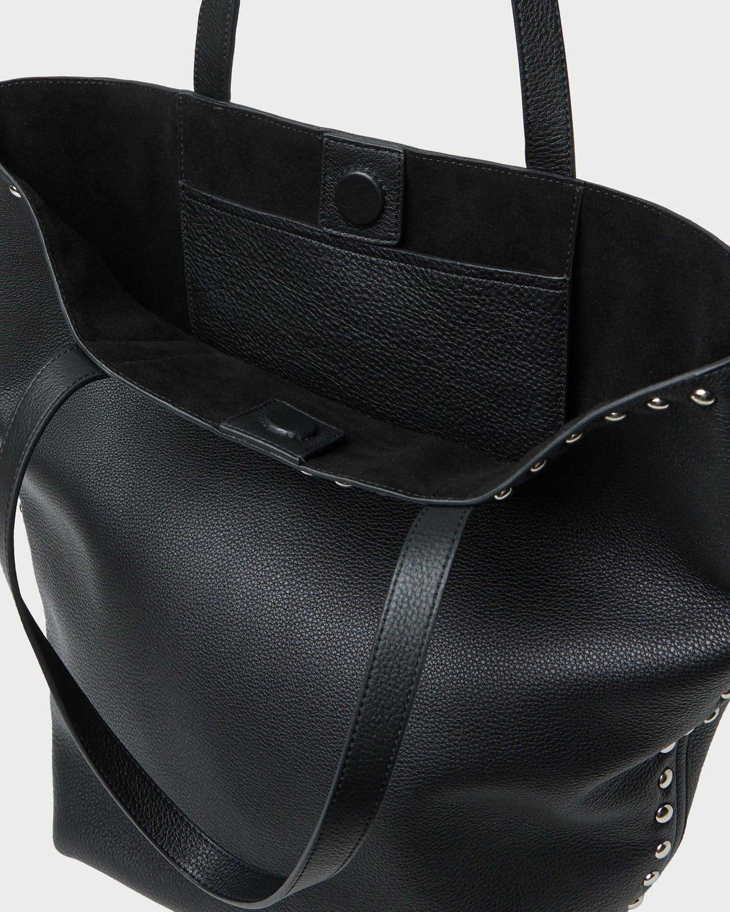Walker Black/Silver Leather Tote