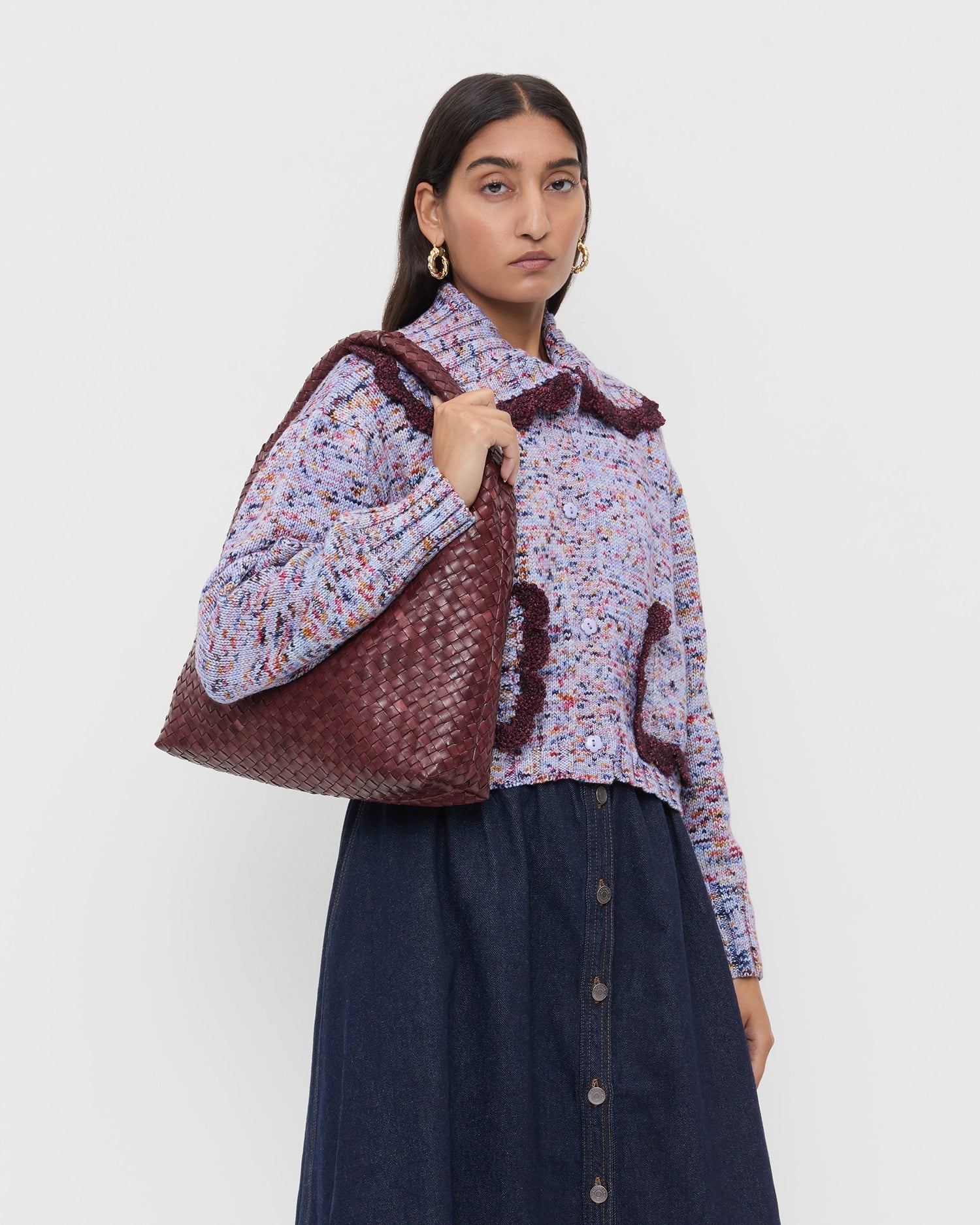 Willow Maroon Woven Hobo Bag