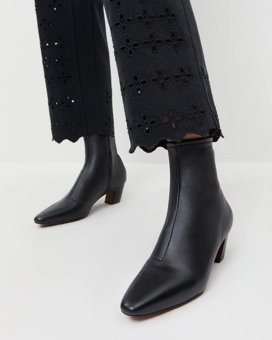 Doria Black Leather Ankle Boot
