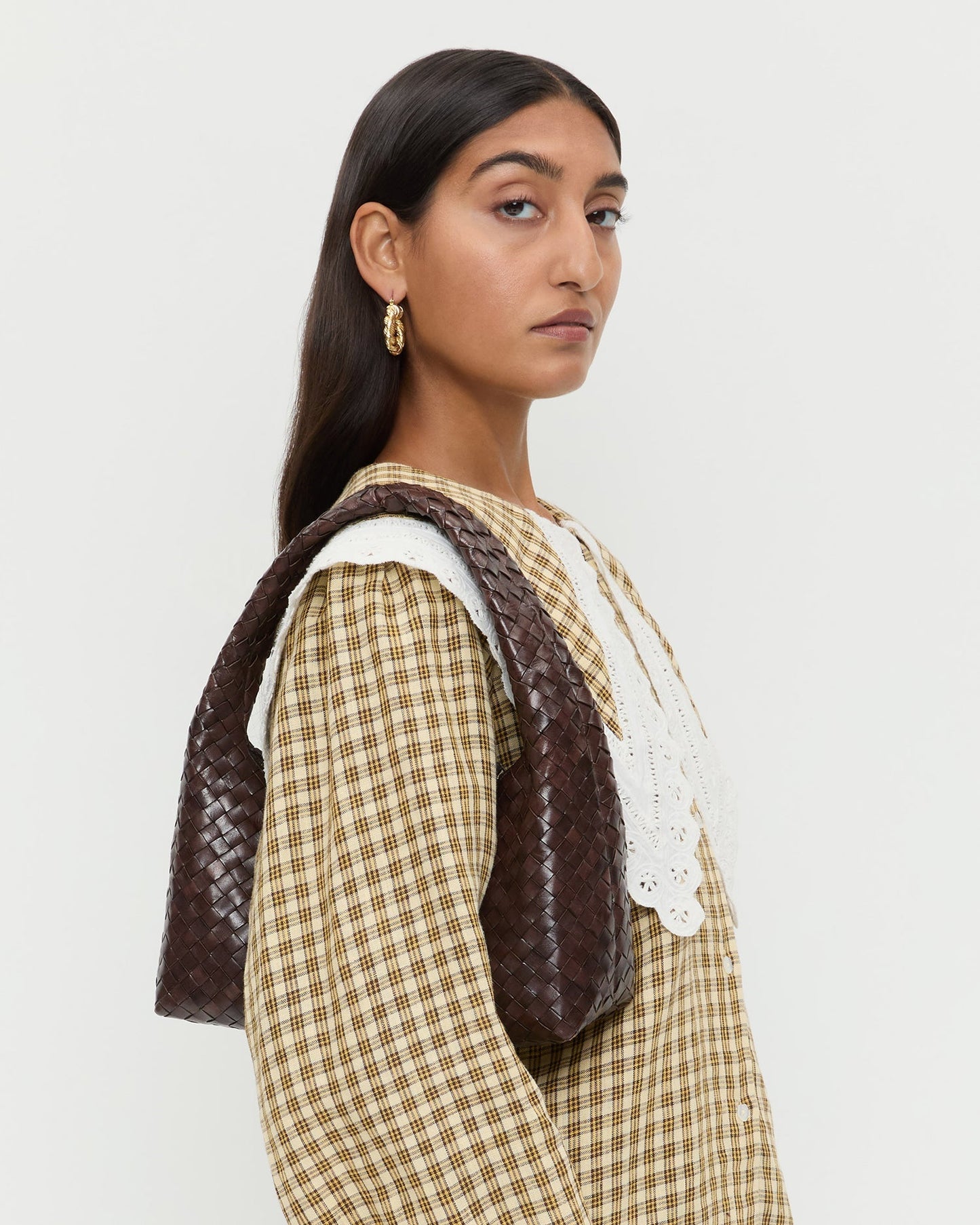 Mercer Chocolate Woven Shoulder Bag