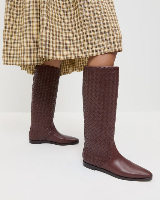 Tilly Espresso Woven Leather Boot