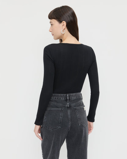 Kaya Pointelle Long-Sleeve Bodysuit