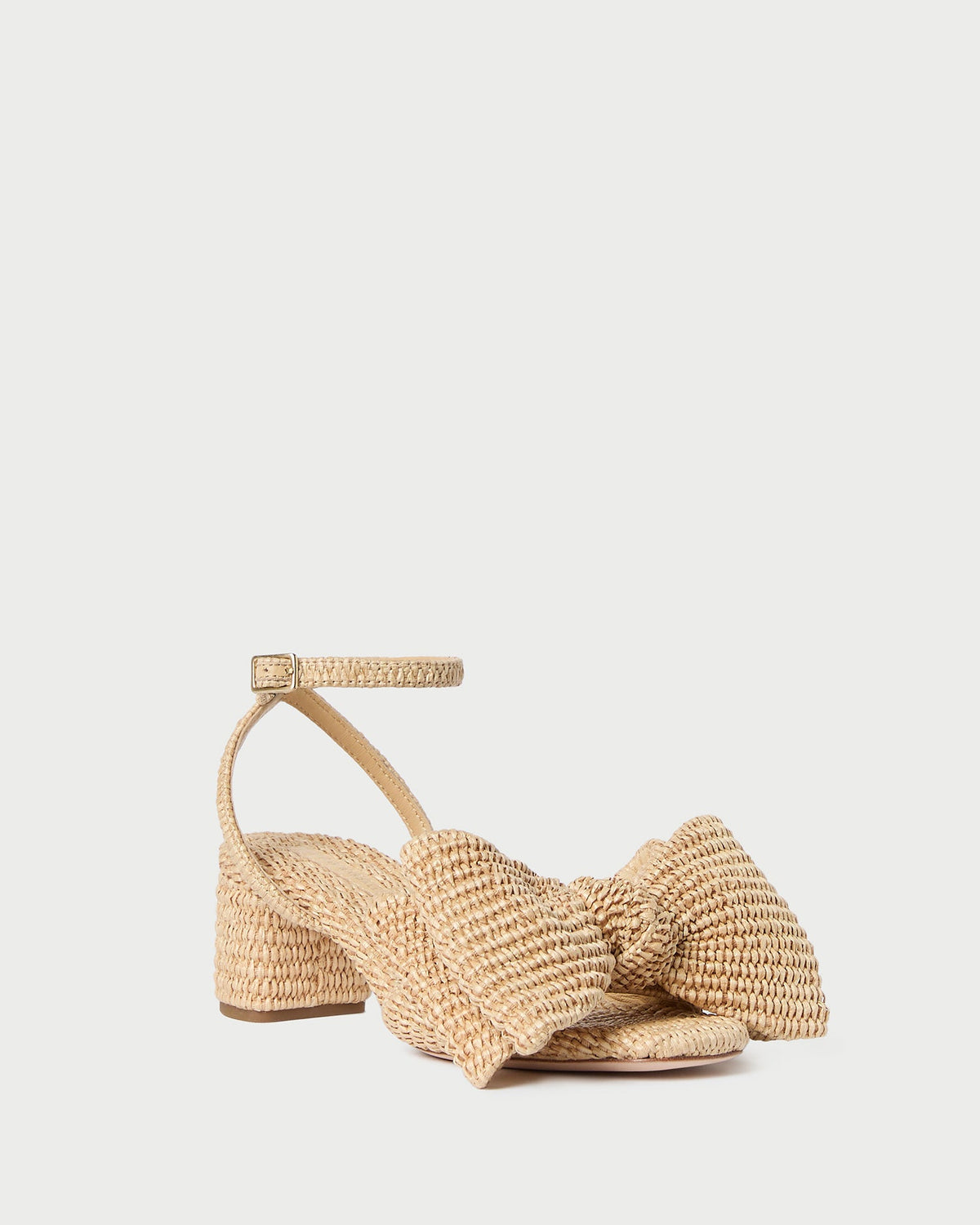 Carmen Natural Bow Sandal in natural raffia.