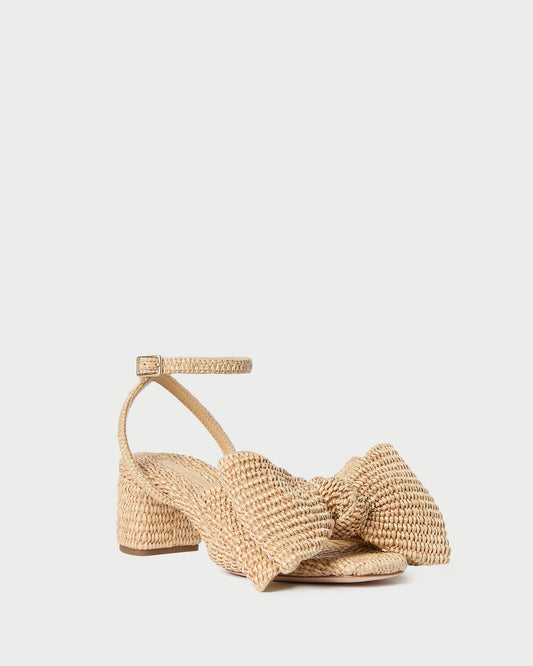 Carmen Natural Bow Sandal in natural raffia.