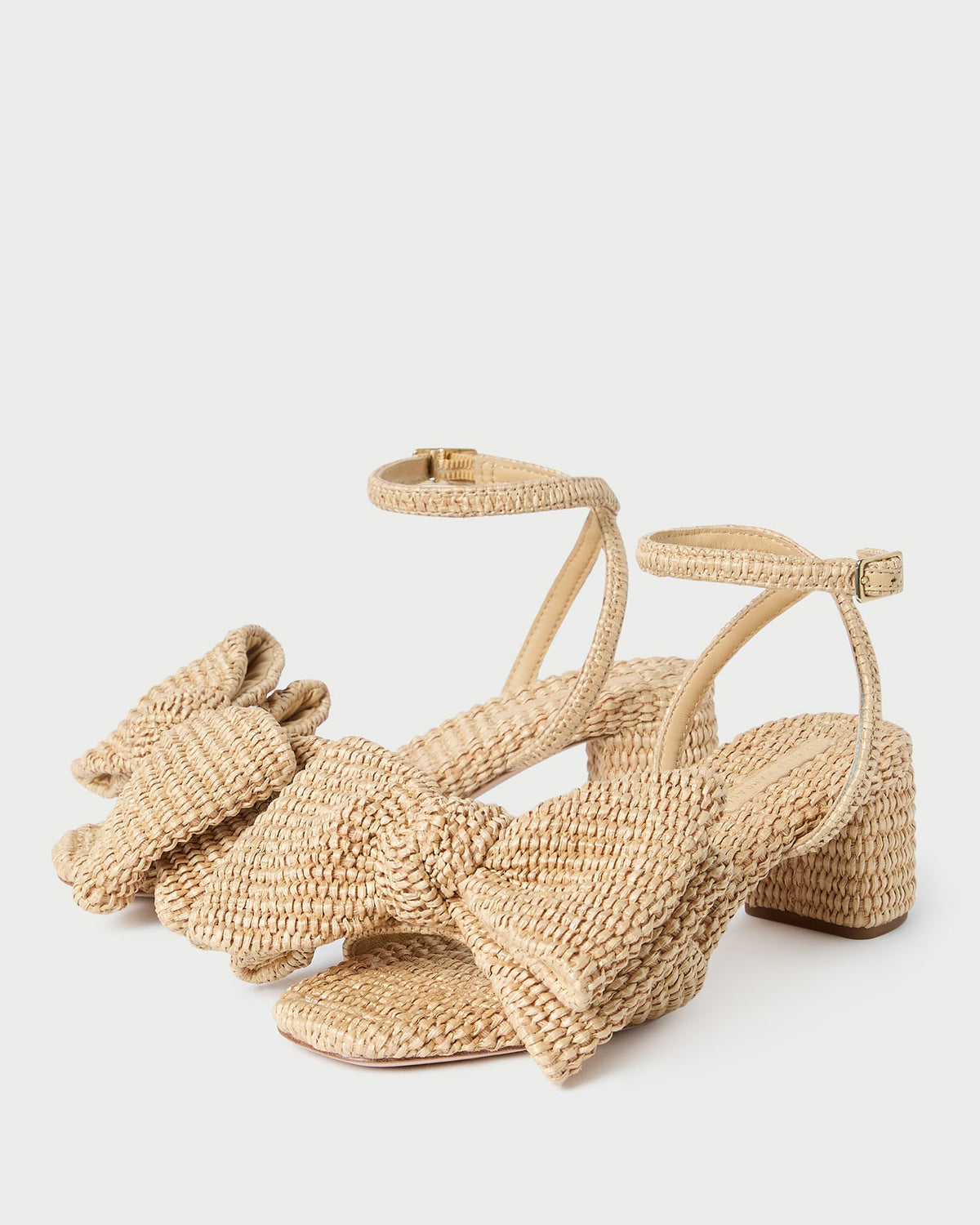 Carmen Natural Bow Sandal in natural raffia.