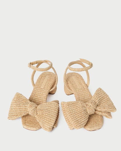 Carmen Natural Bow Sandal in natural raffia.