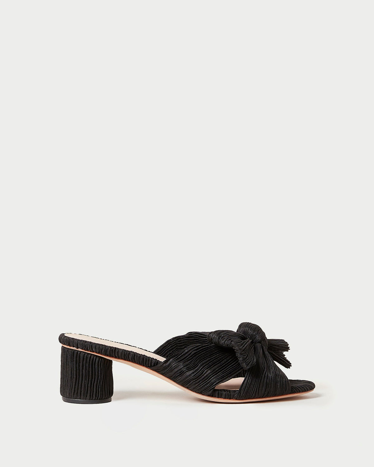 Emilia Black Pleated Bow Heel