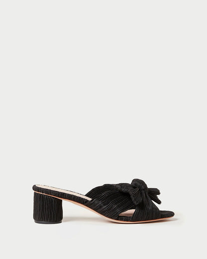 Emilia Black Pleated Bow Heel