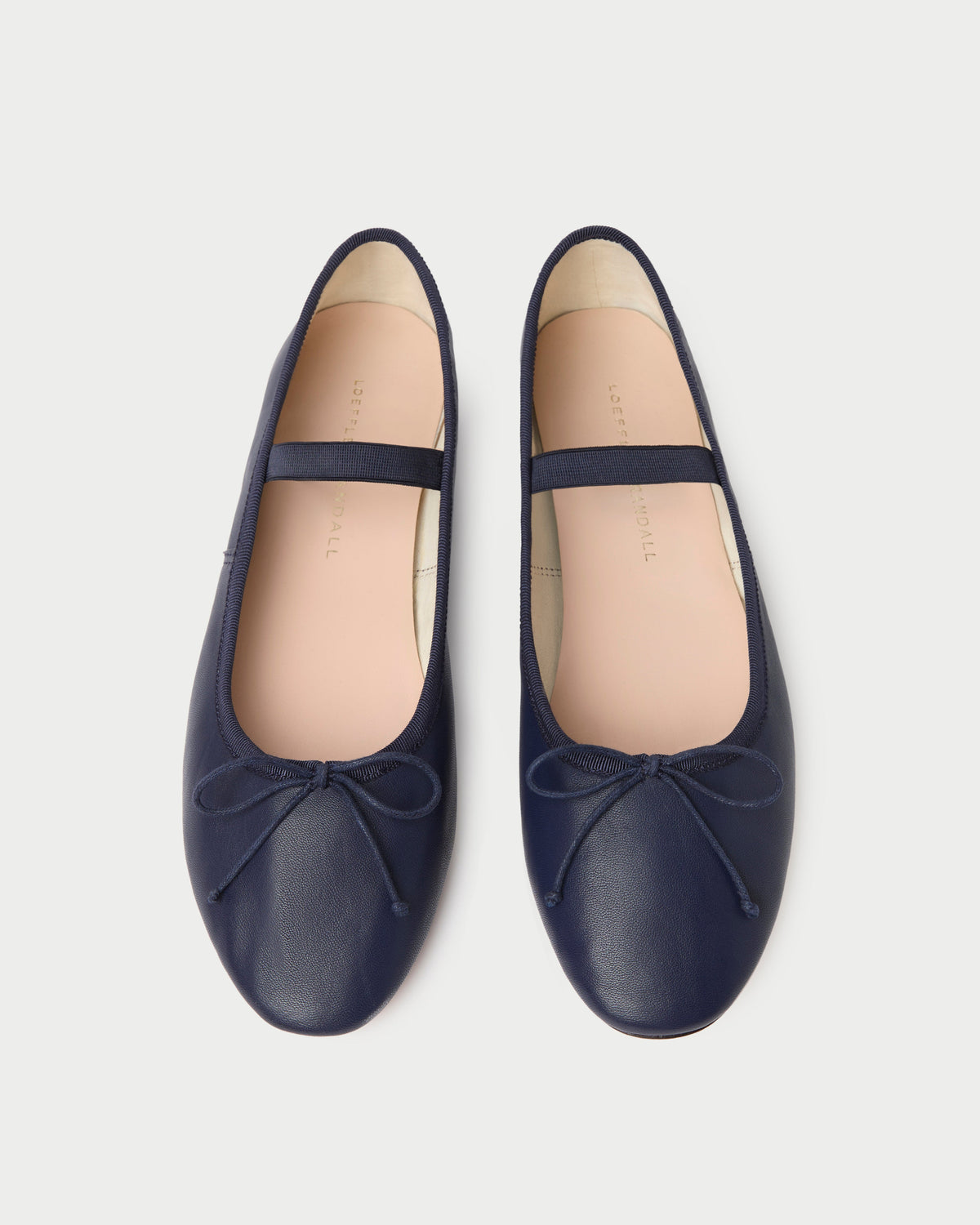 Leonie Navy Leather Ballet Flat in navy blue leather.
