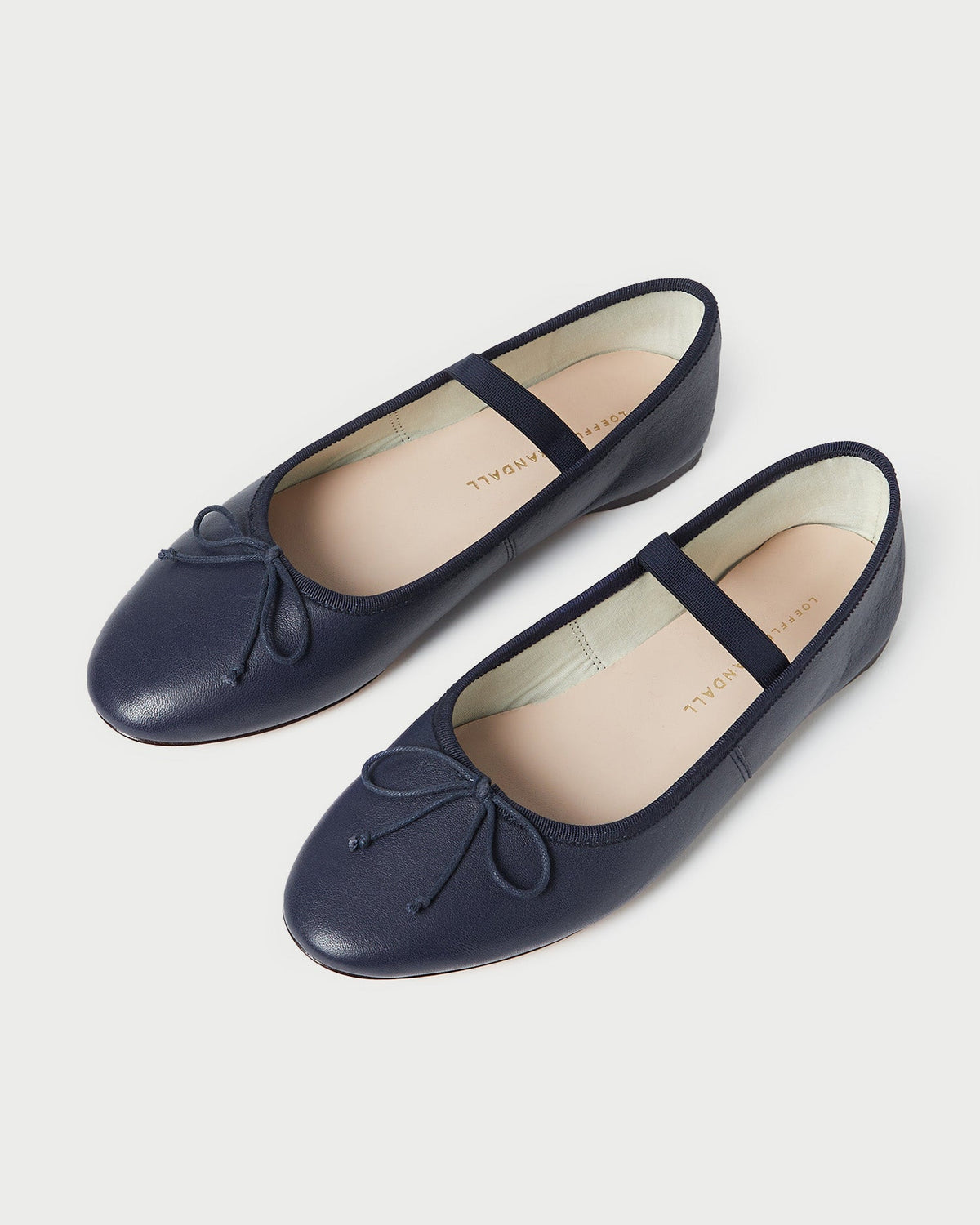 Leonie Navy Leather Ballet Flat in navy blue leather.