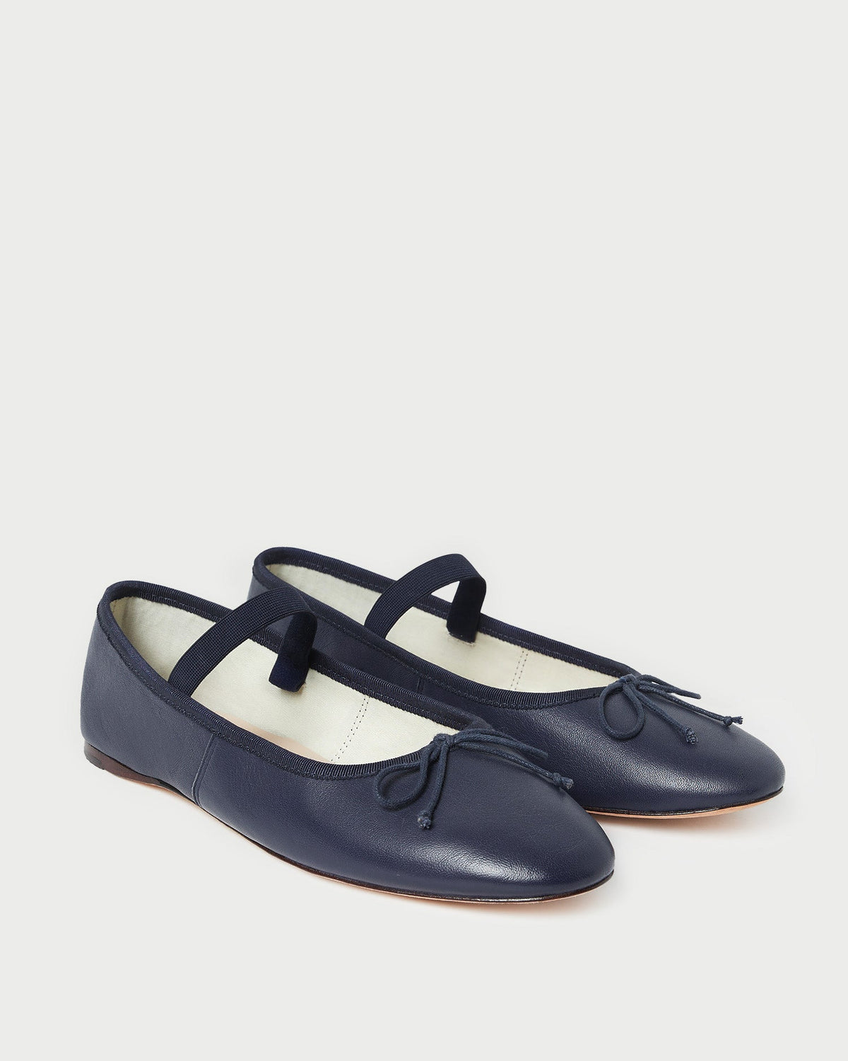 Leonie Navy Leather Ballet Flat in navy blue leather.