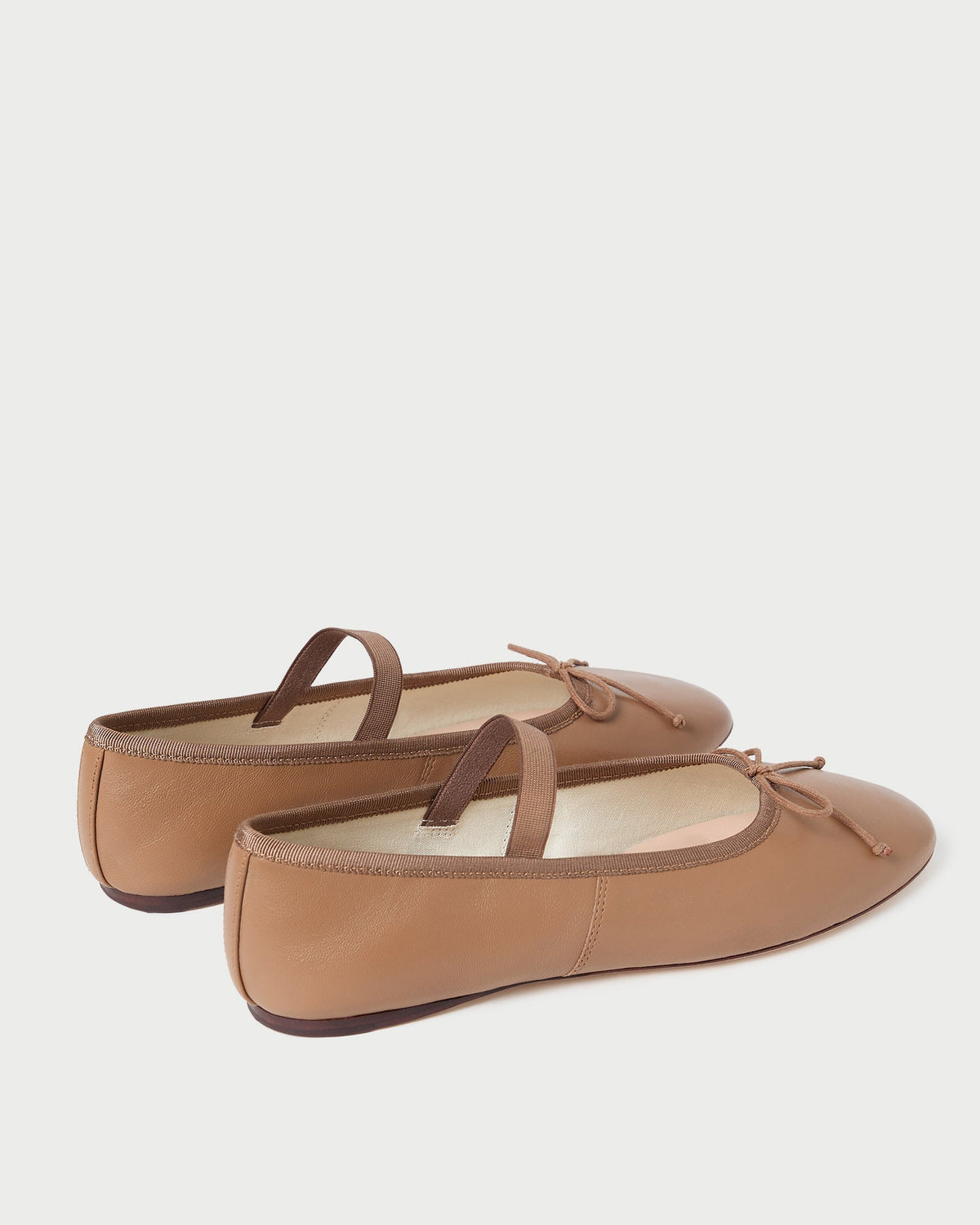 Leonie Safari Leather Ballet Flat in safari tan leather.