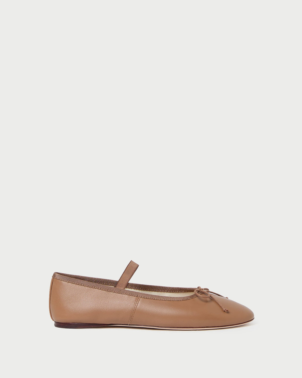Leonie Safari Leather Ballet Flat in safari tan leather.