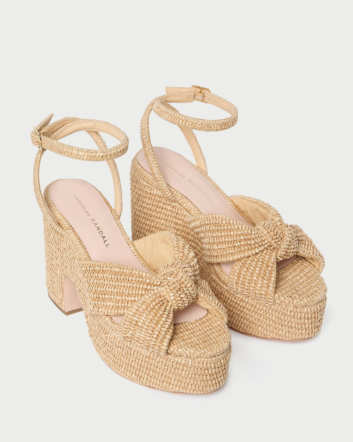 Liza Natural Platform Sandal in natural woven fabric.