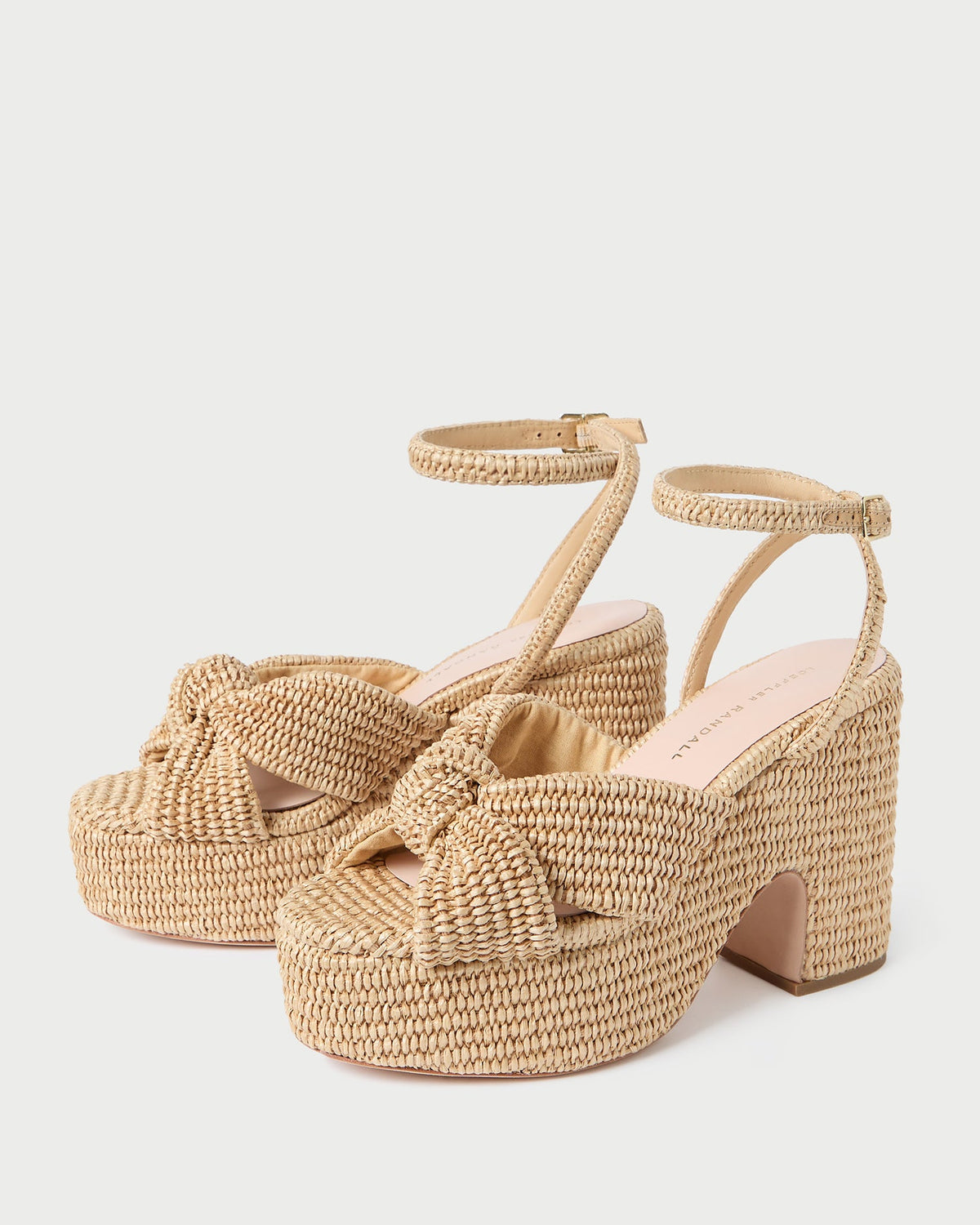 Liza Natural Platform Sandal in natural woven fabric.