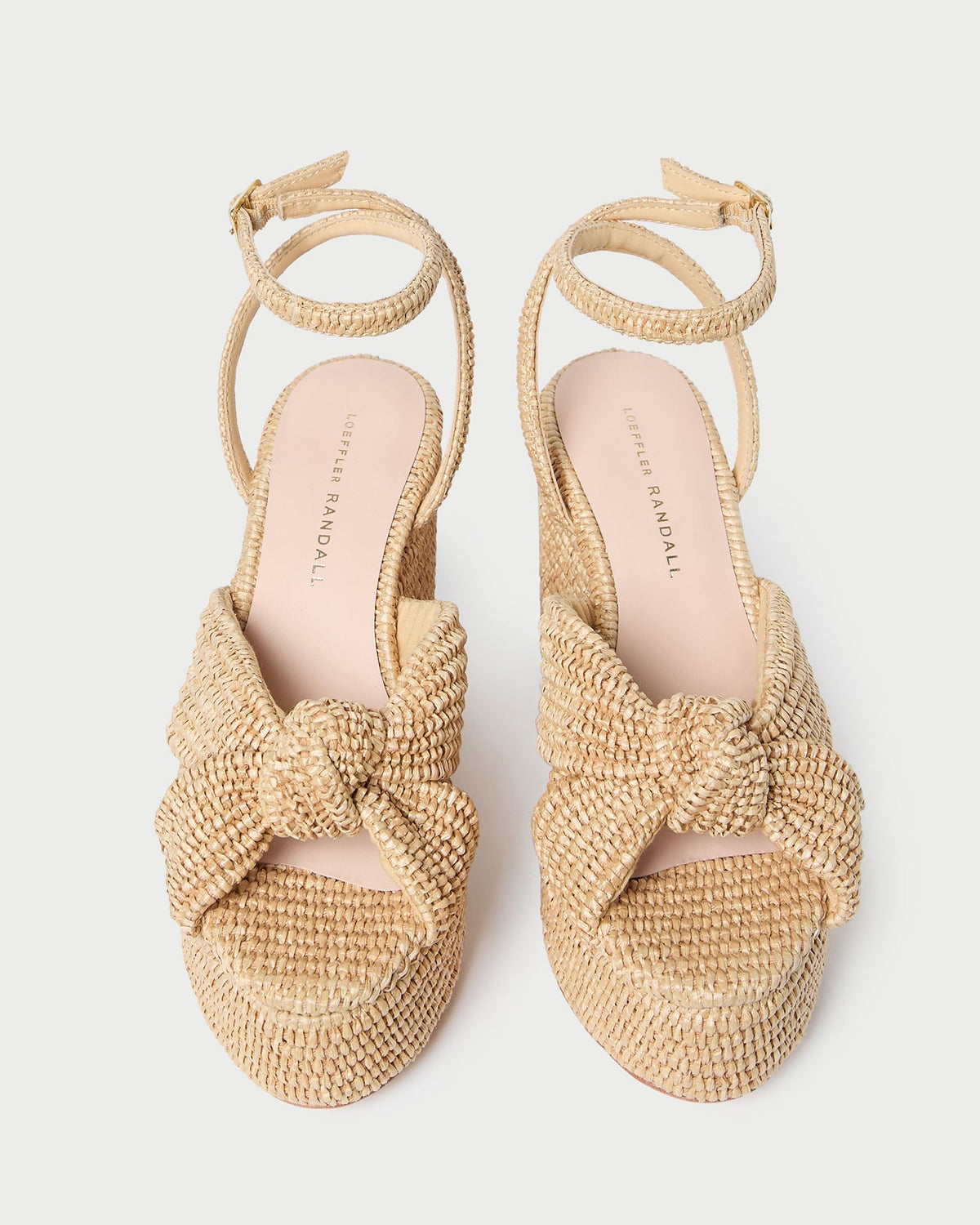 Liza Natural Platform Sandal in natural woven fabric.