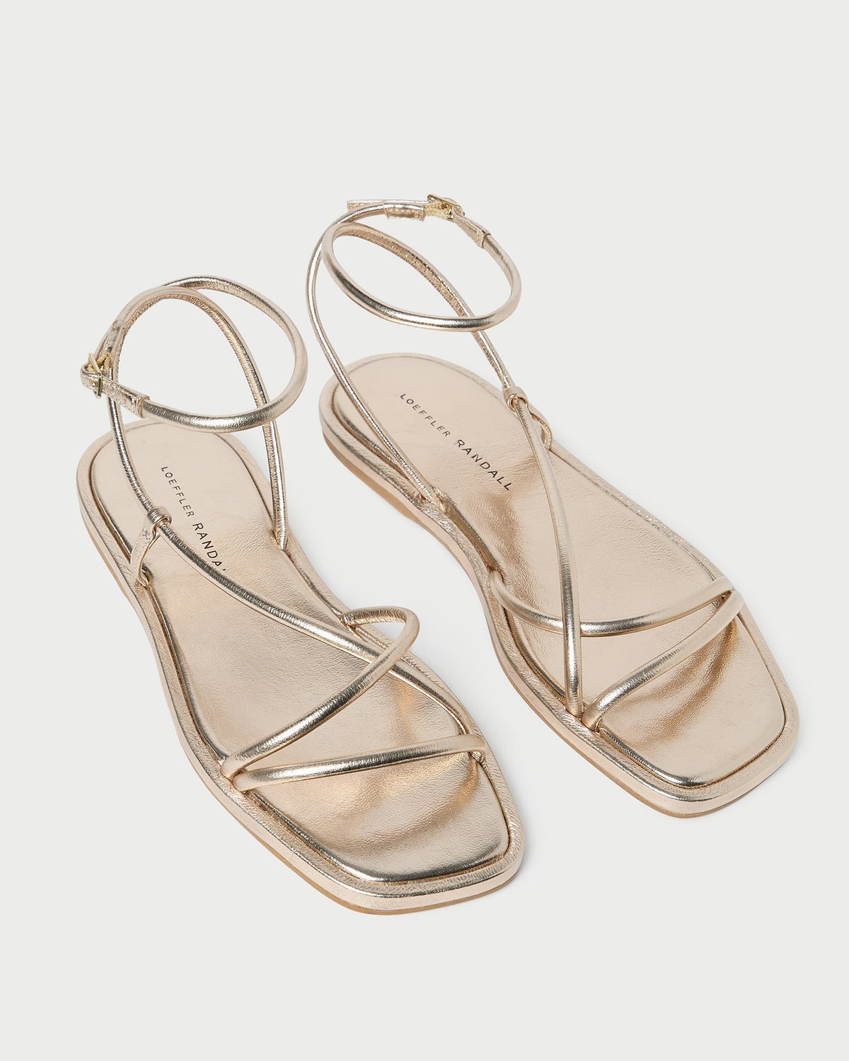 Noor Champagne Leather Flat Sandal in champagne leather.