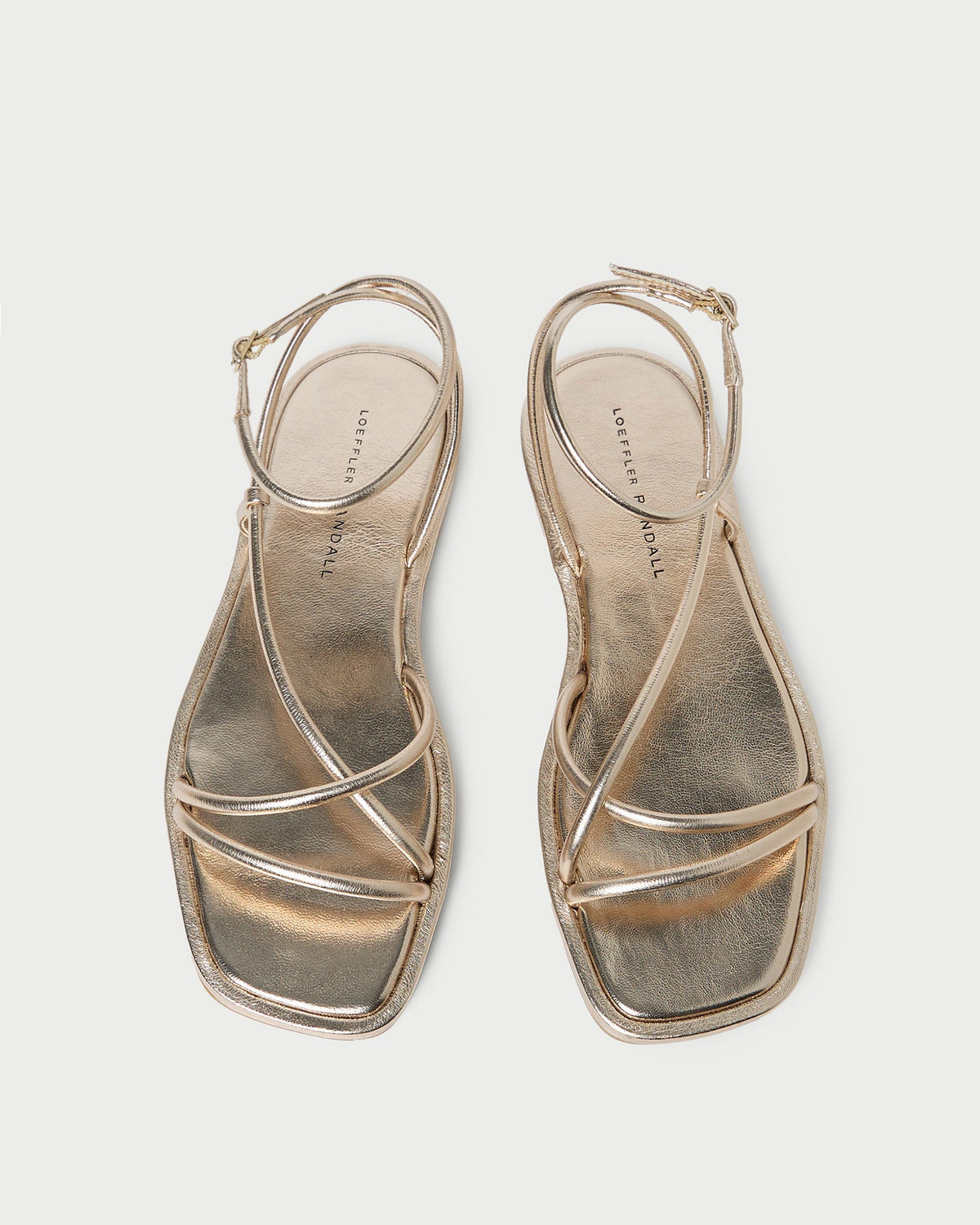 Noor Champagne Leather Flat Sandal in champagne leather.