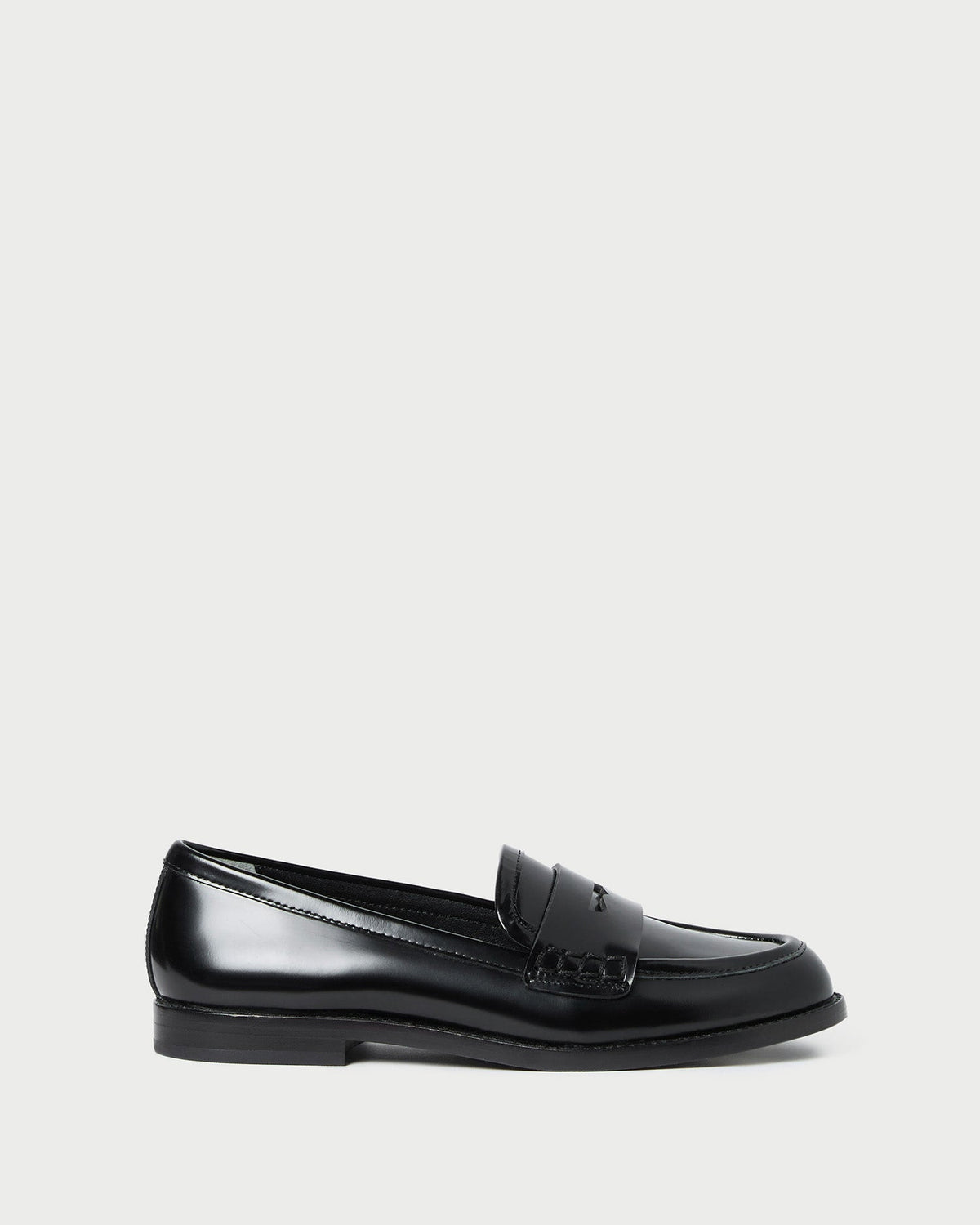 Rachel Black Leather Loafer in black leather.