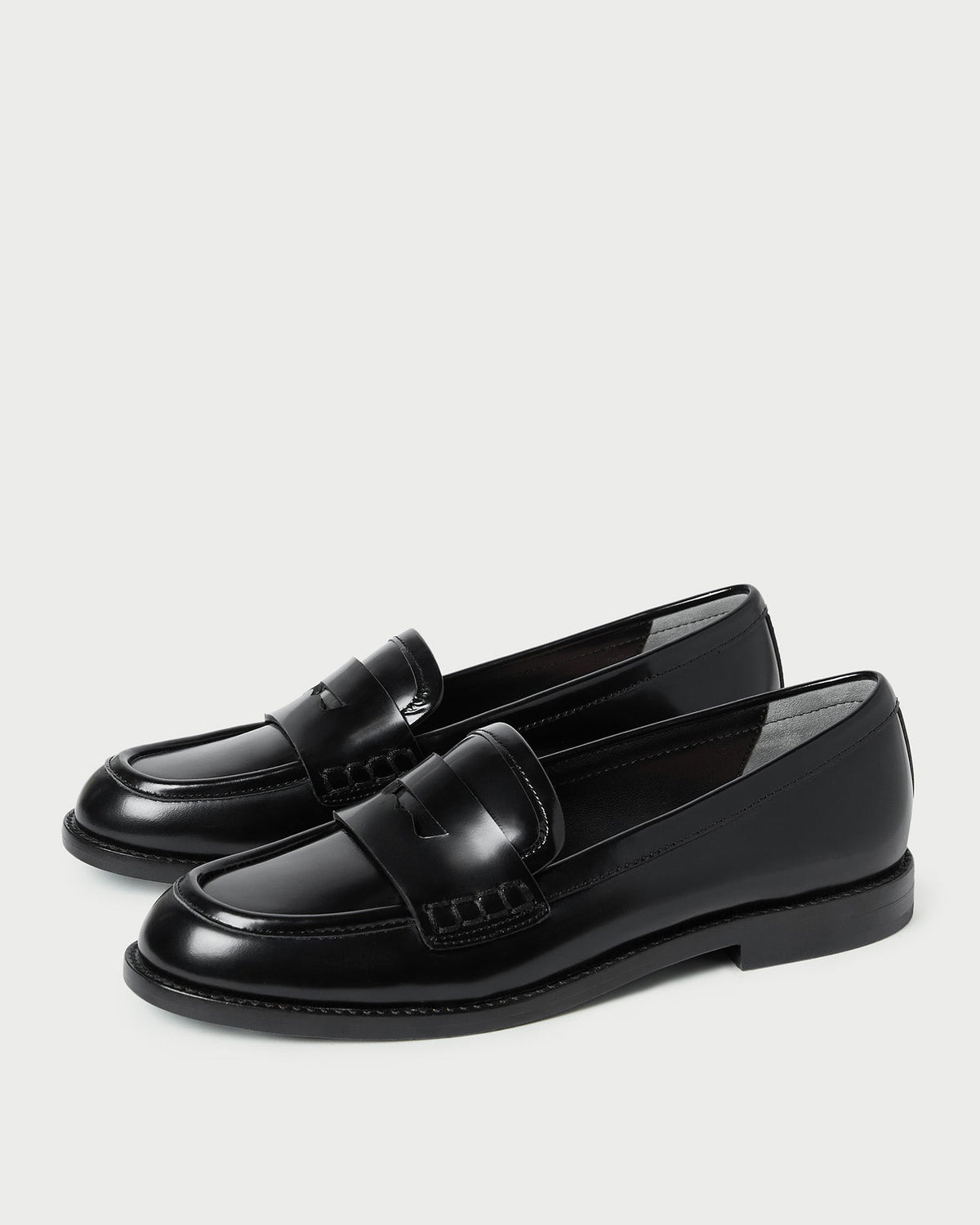 Rachel Black Leather Loafer in black leather.